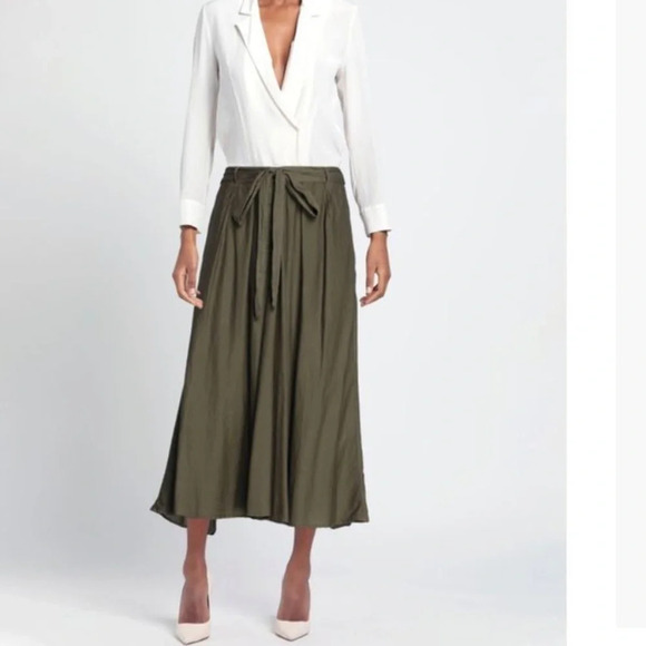 Xirena Womens Belted A Line Skirt Green Cotton Size Extra Small - Picture 1 of 8